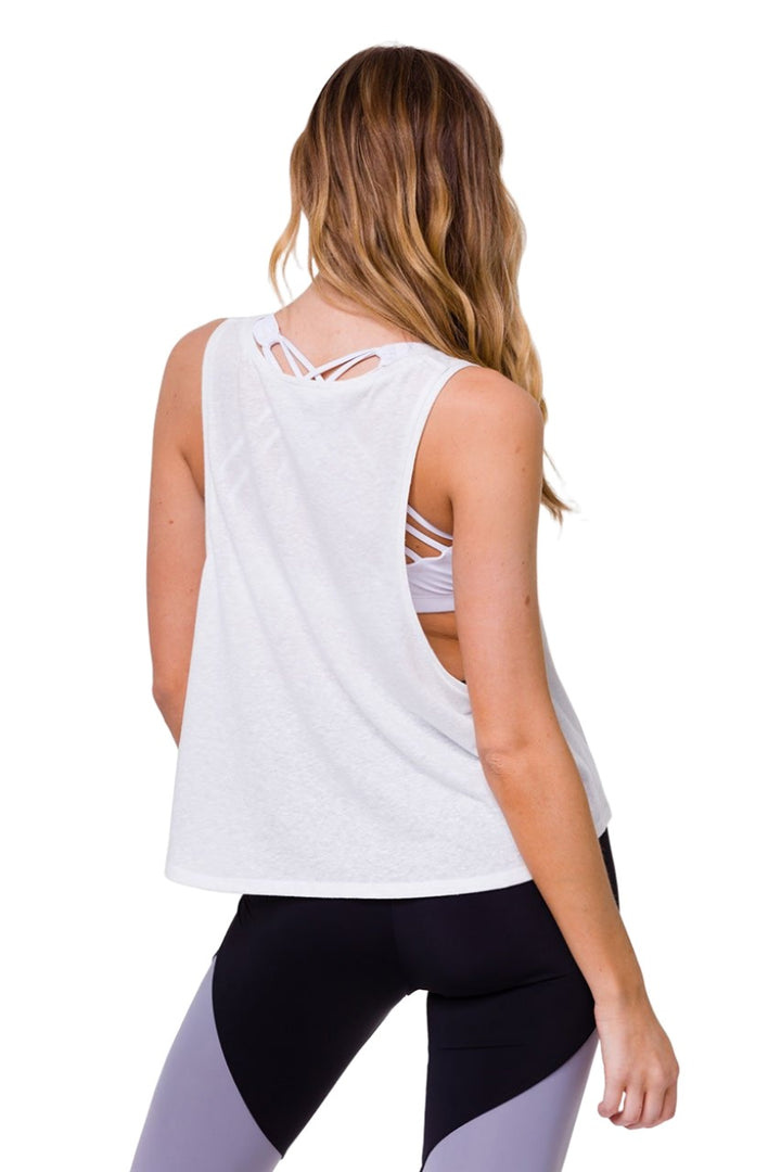 Onzie Flow Yoga Vintage Tank Top 3780 - White - rear view