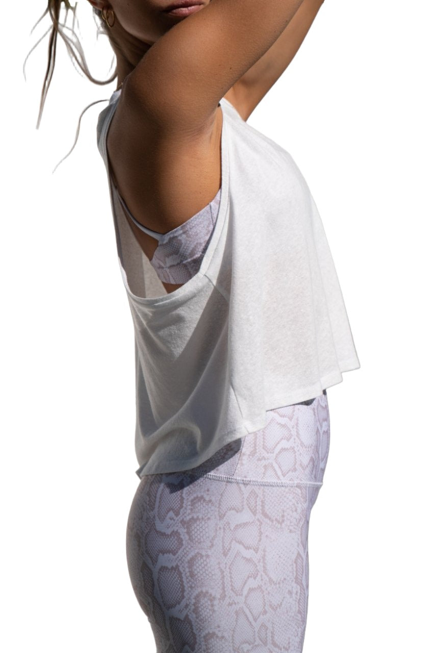 Onzie Flow Yoga Vintage Tank Top 3780 - White - side alt view