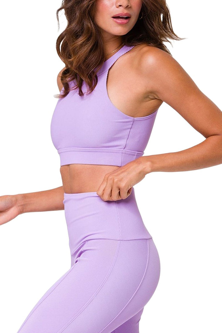 Onzie High Neck Ribbed Cropped Top 3789 - Spring Fairy Rib - Side View