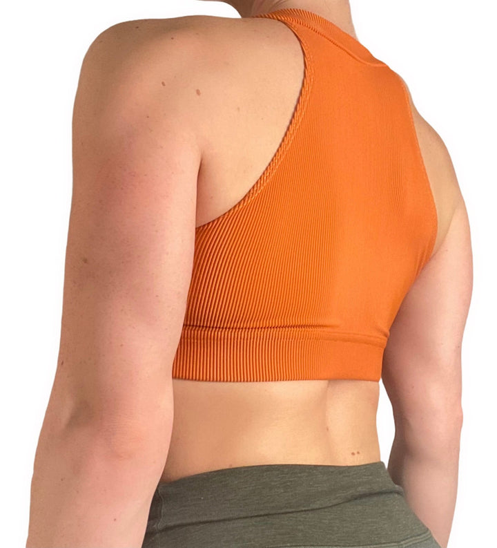 Onzie High Neck Cropped Top 3789 - Pumpkin Rib - rear view