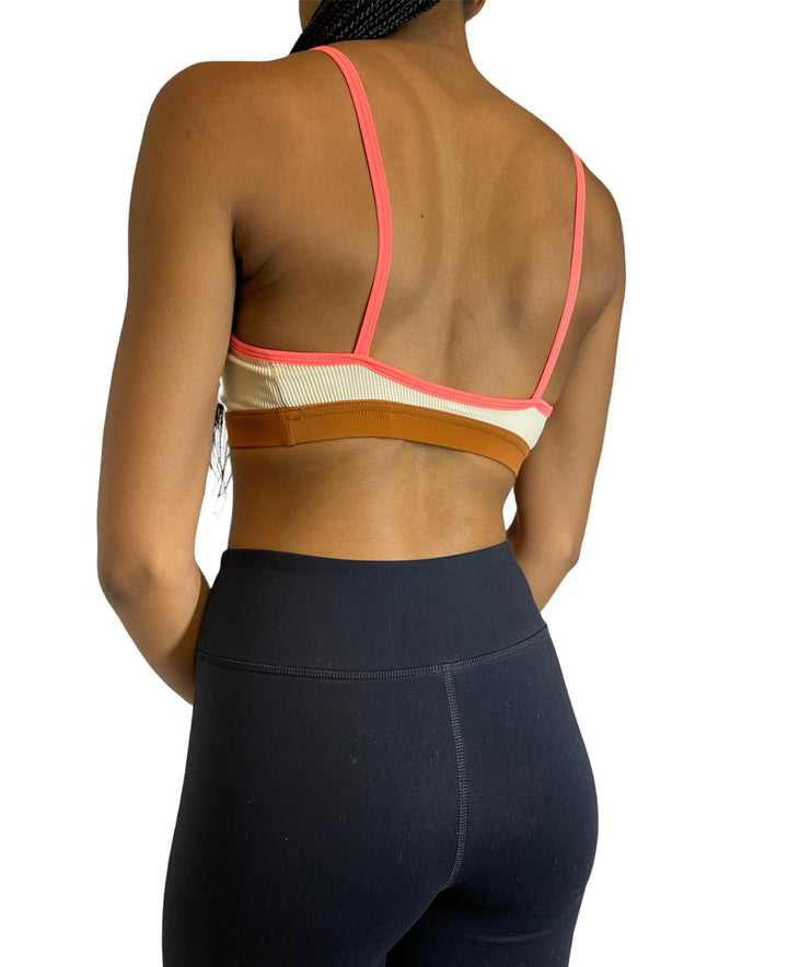 Onzie Yoga Colorblock Swim Bra Top 3790 - Ivory/Neon - Rear View