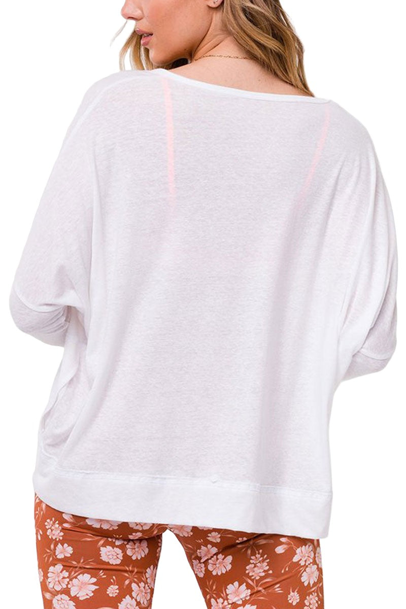 Onzie Long Sleeve Vintage Top 3791 - White - rear view