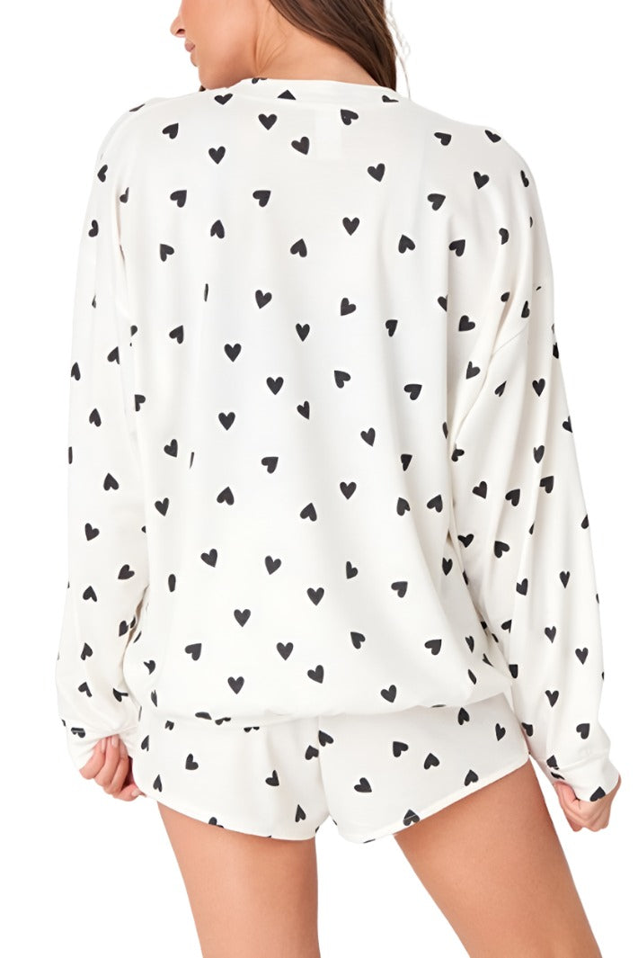 Onzie Boyfriend Sweatshirt 3792 - Black Hearts - Back View