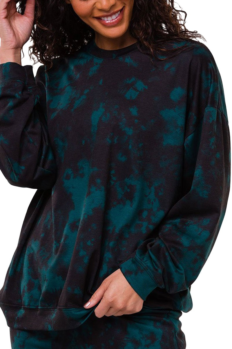 Onzie Boyfriend Sweatshirt 3792 - Emerald Tie Dye -   Front View