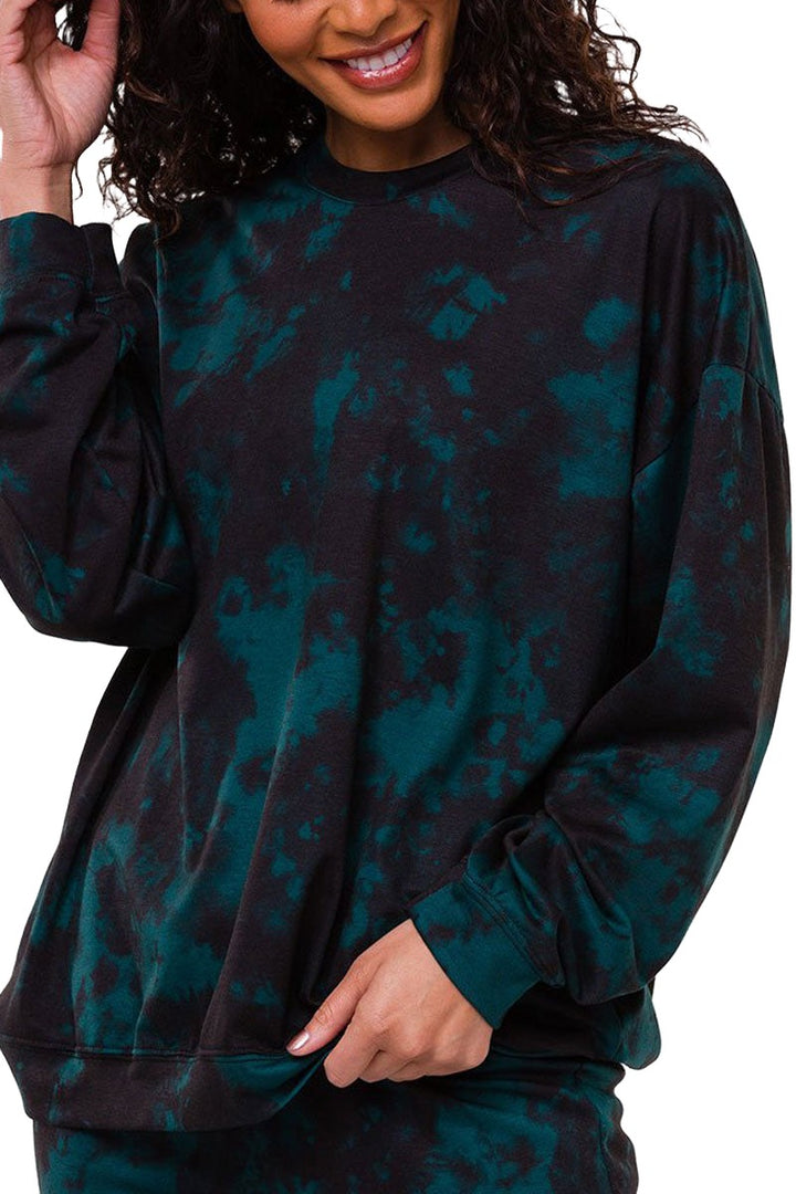 Onzie Boyfriend Sweatshirt 3792 - Emerald Tie Dye -   Front View