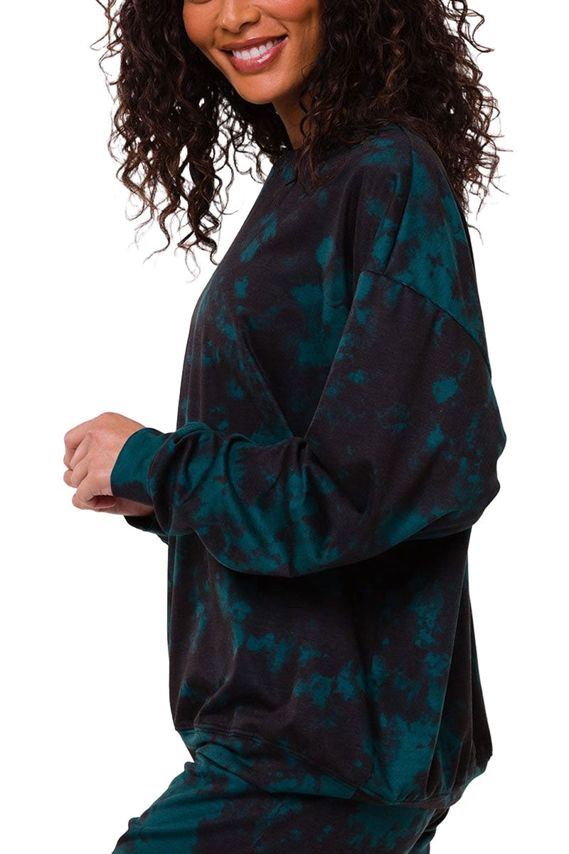 Onzie Boyfriend Sweatshirt 3792 - Emerald Tie Dye - Side View