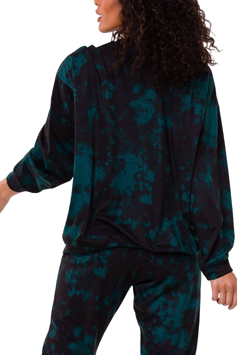 Onzie Boyfriend Sweatshirt 3792 - Emerald Tie Dye -   Back View