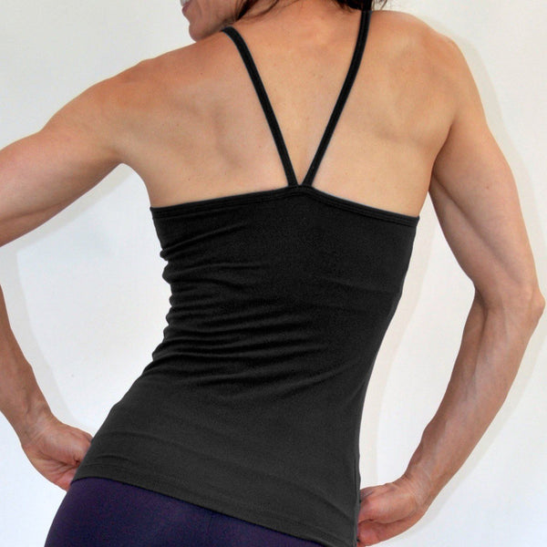 One Step Ahead V Neck Cami Long Top 20184 - black - rear view