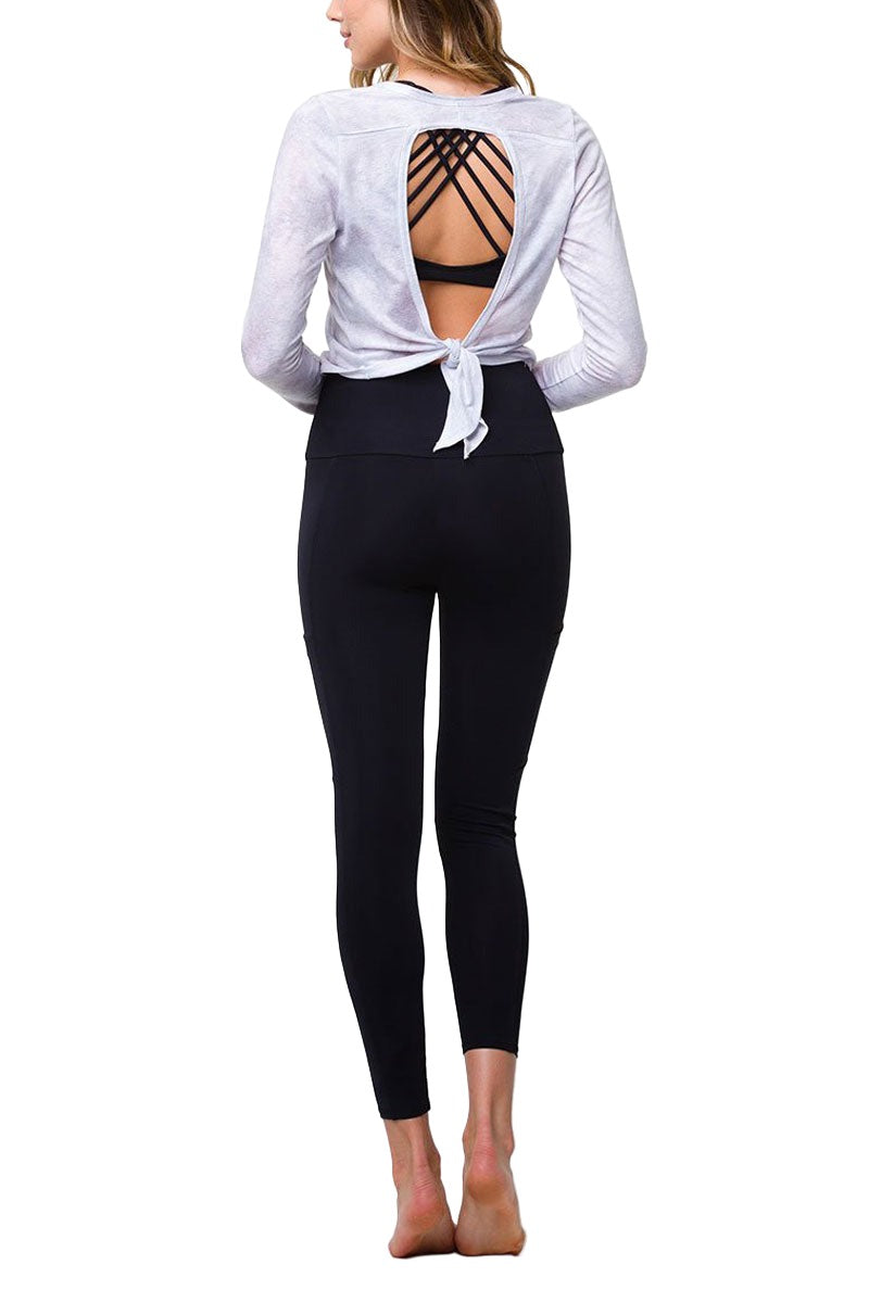 Onzie Vintage Long Sleeve Tie Back Top 3795 - cloud - rear view
