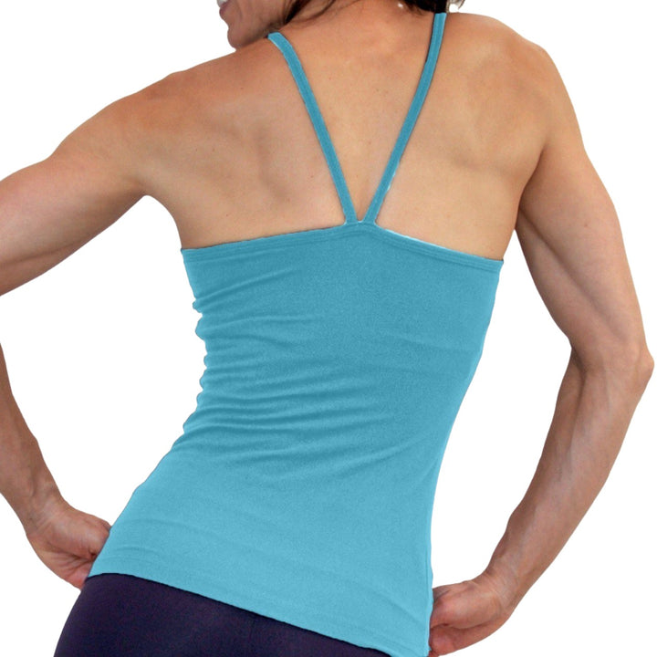 One Step Ahead V Neck Cami Long Top 20184 - Endevour Blue - rear view
