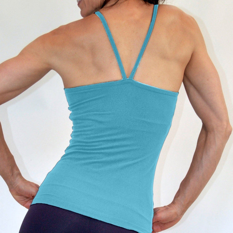 One Step Ahead V Neck Cami Long Top 20184 - Endevour Blue - rear view