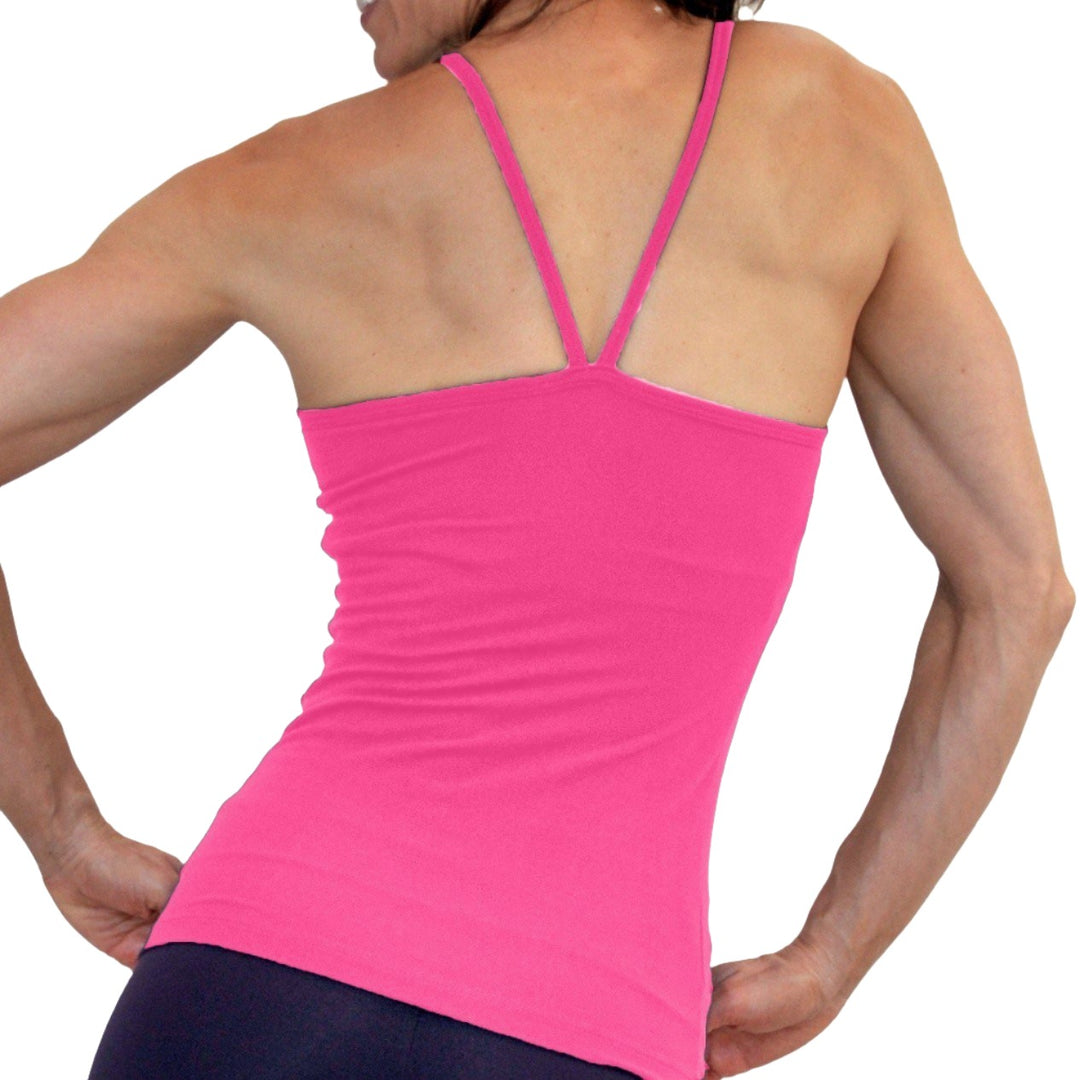 One Step Ahead V Neck Cami Long Top 20184 - Fuschia  - rear view
