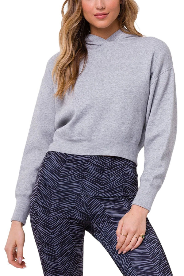 Onzie Crop Hoodie Sweater 3797 - Grey - Front View