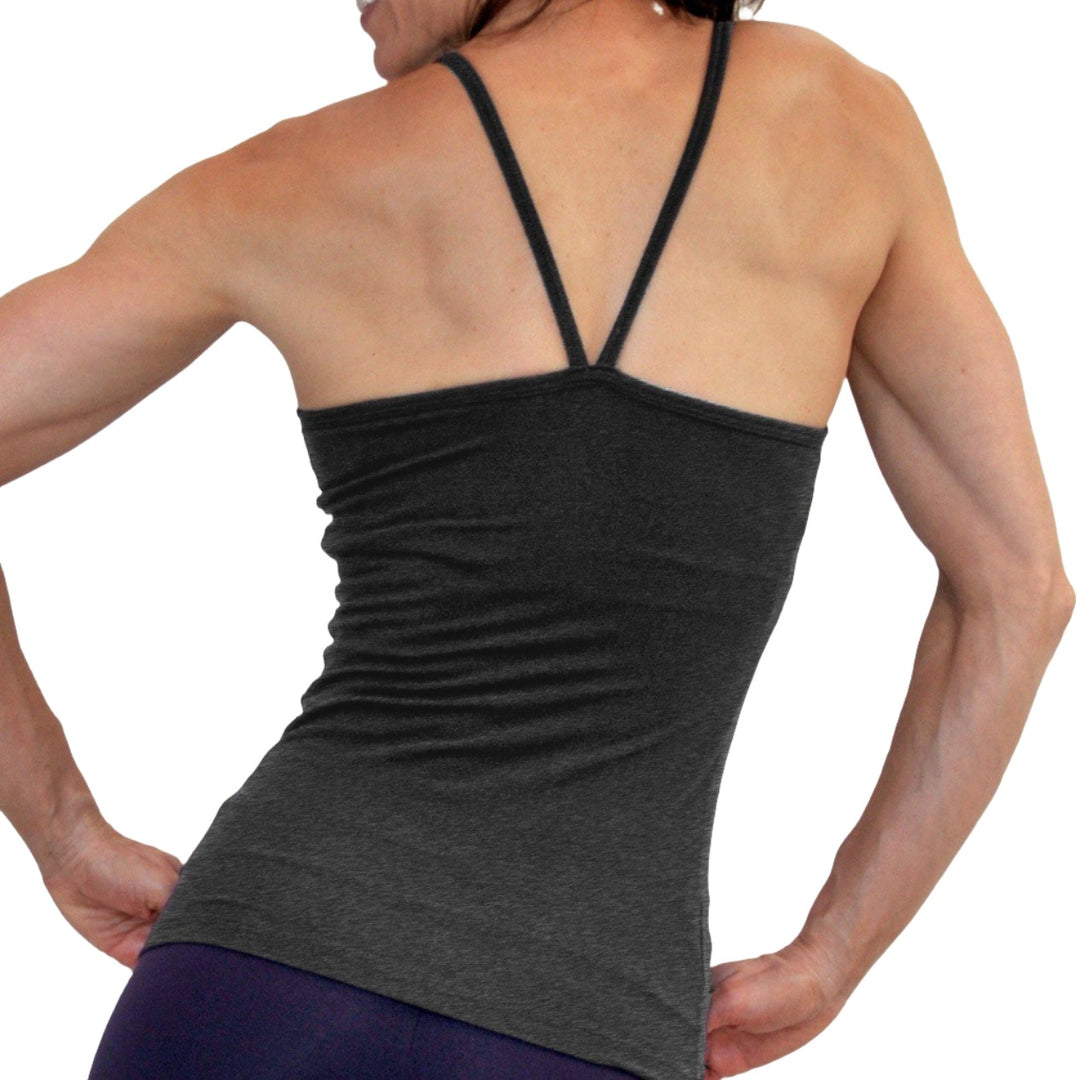 One Step Ahead V Neck Cami Long Top 20184 - charcoal - rear view