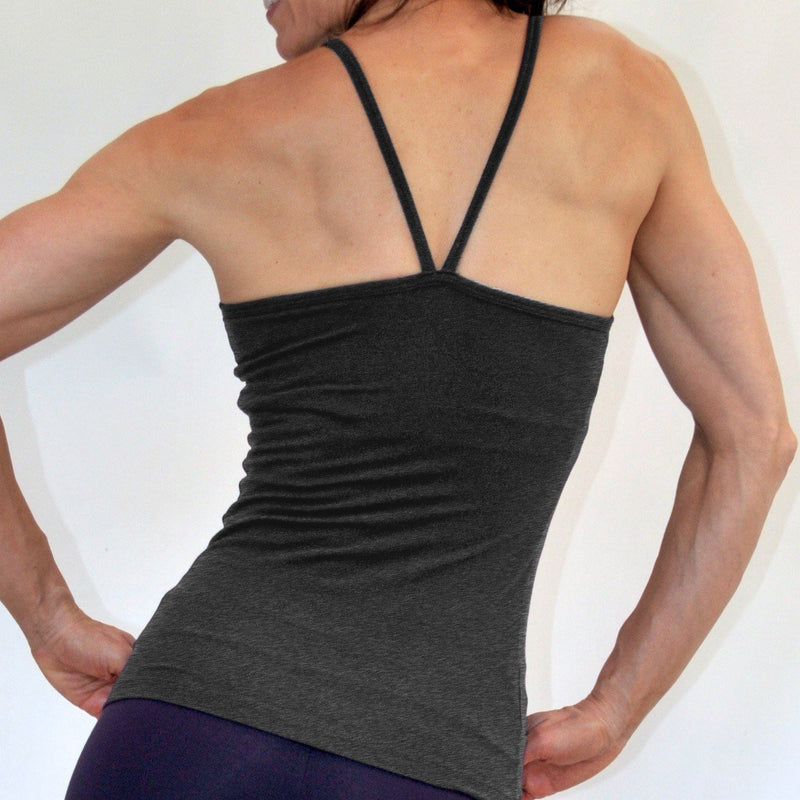 One Step Ahead V Neck Cami Long Top 20184 - charcoal - rear view