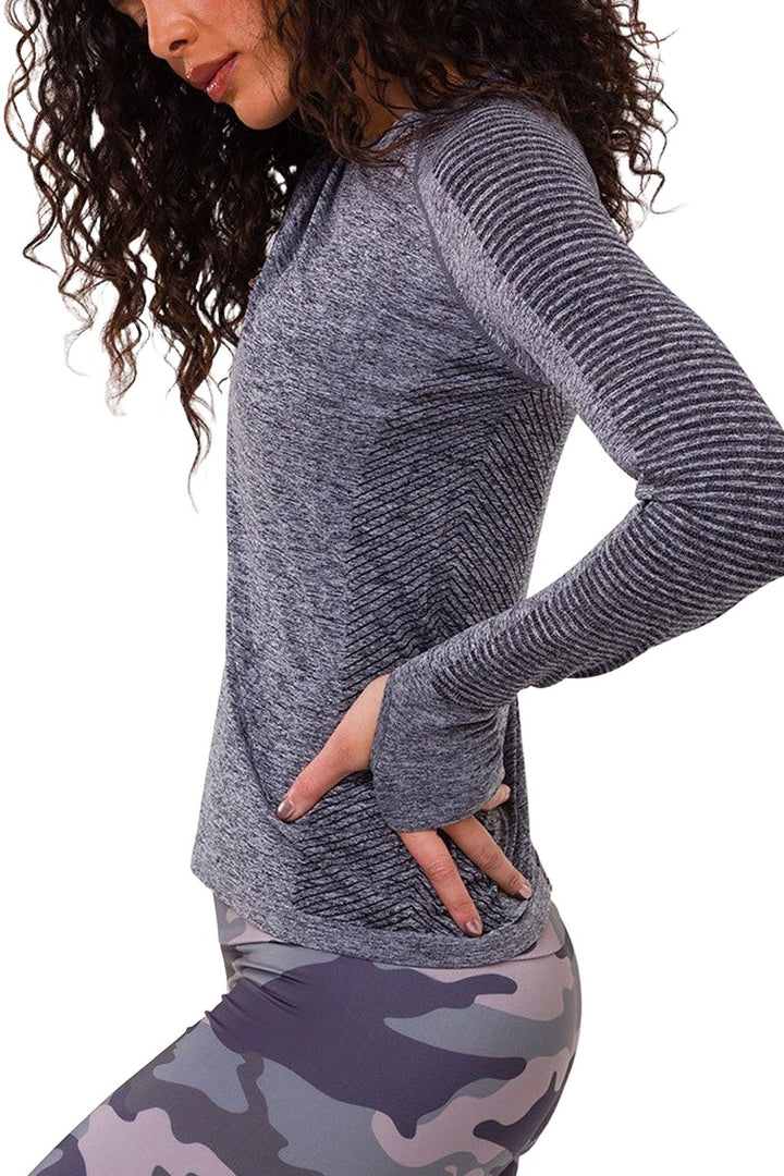 Onzie Long Sleeve Seamless Top 3801 - Black - side alt view