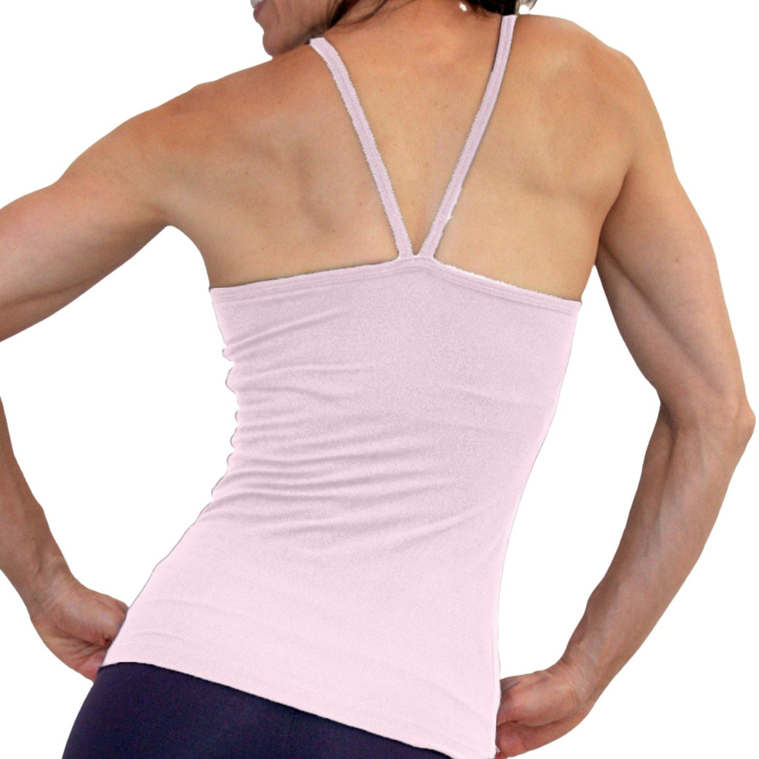 One Step Ahead V Neck Cami Long Top 20184 - Pale Pink - rear view