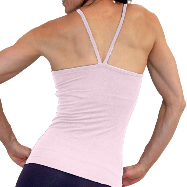 One Step Ahead V Neck Cami Long Top 20184 - Pale Pink - rear view