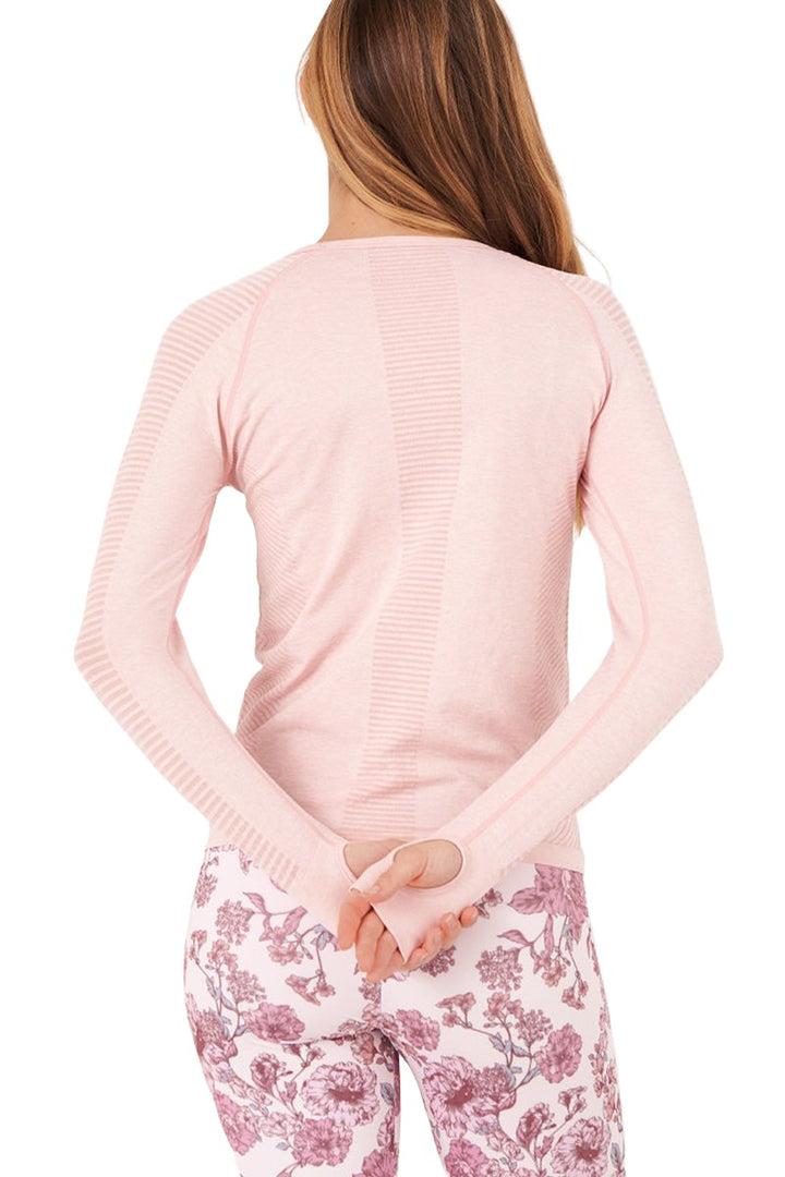 Onzie Long Sleeve Seamless Top 3801 - Pale Pink - Back View