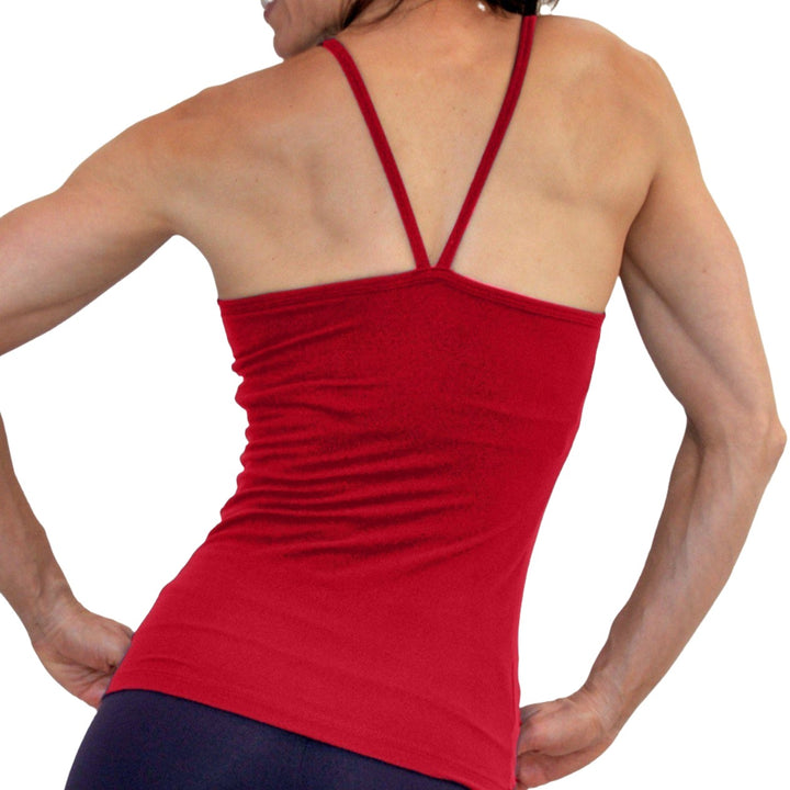 One Step Ahead V Neck Cami Long Top 20184 - Poinsettia - rear view