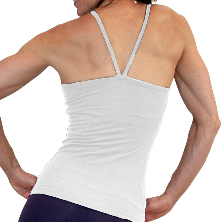 One Step Ahead V Neck Cami Long Top 20184 - white - rear view