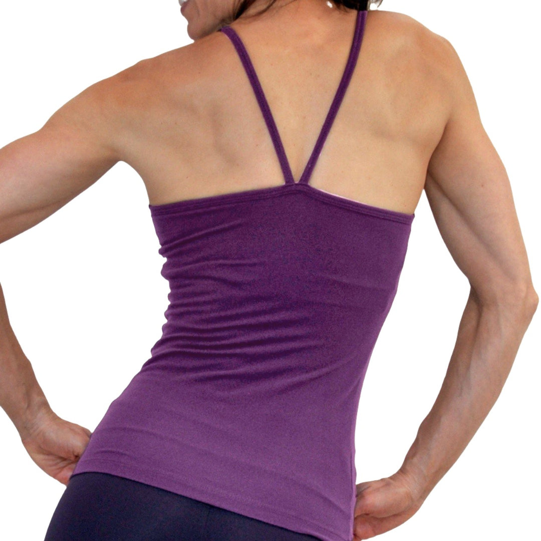 One Step Ahead V Neck Cami Long Top 20184 - wine - rear view