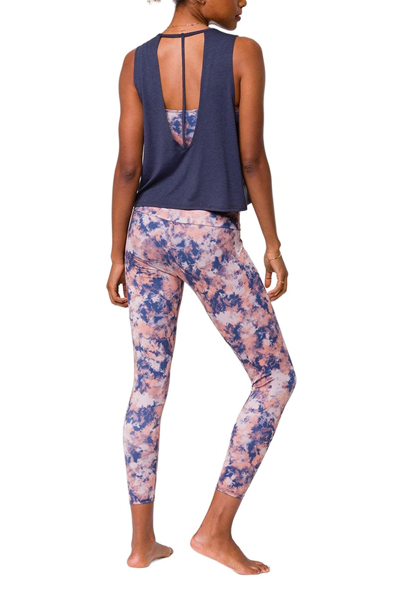 Onzie Flow Yoga Loose Cut Out Tank 3806 - Ombre Blue - Back Full View