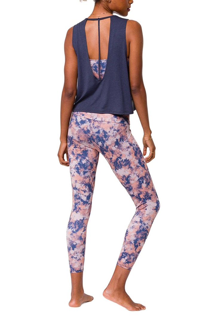 Onzie Flow Yoga Loose Cut Out Tank 3806 - Ombre Blue - Back Full View