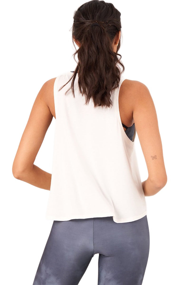 Onzie Flow Tri Blend Yoga Tank Top 3814 - White - Back View