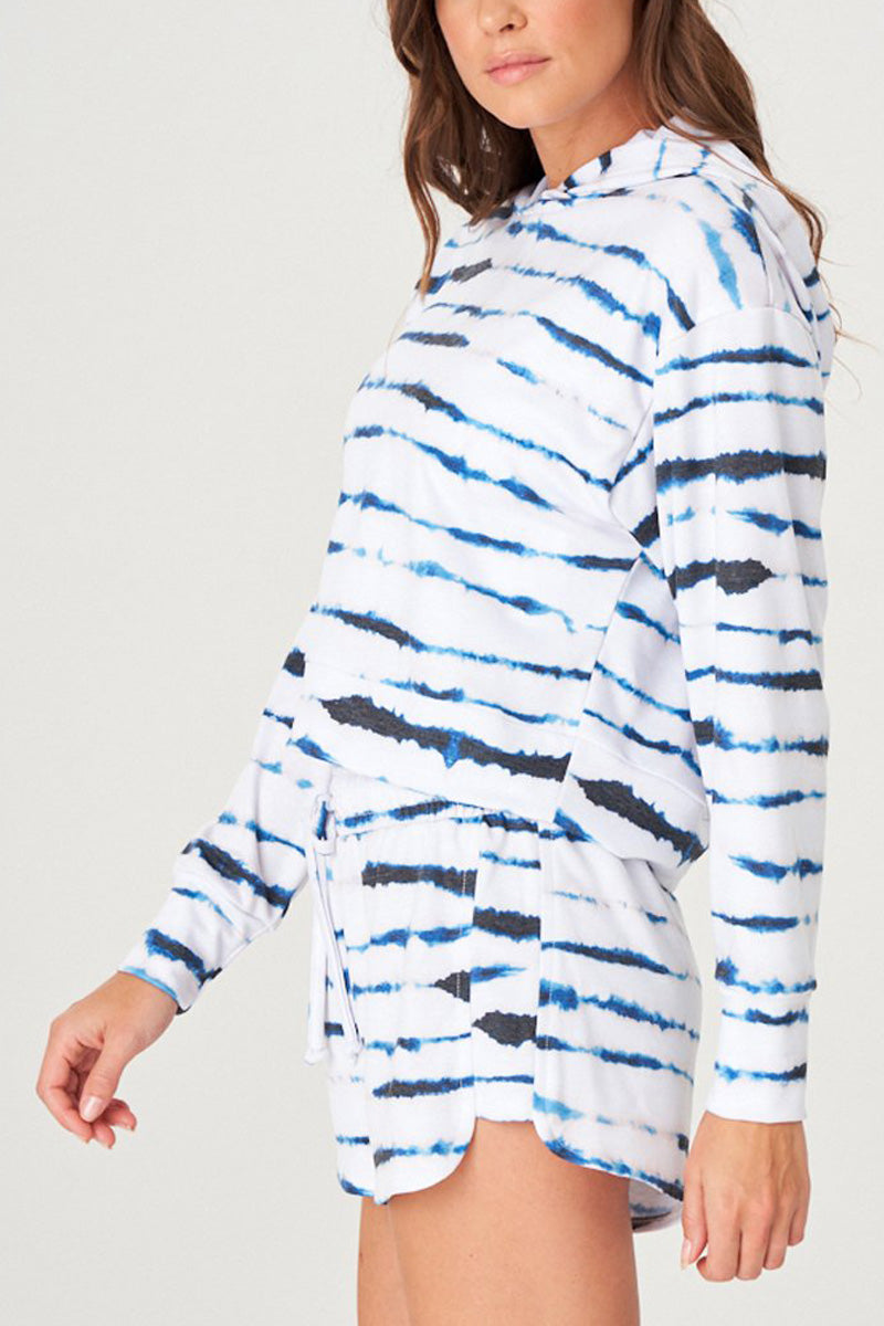 Onzie Flow Weekend French Terry Crop Hoodie 3815 - Storm - Side View