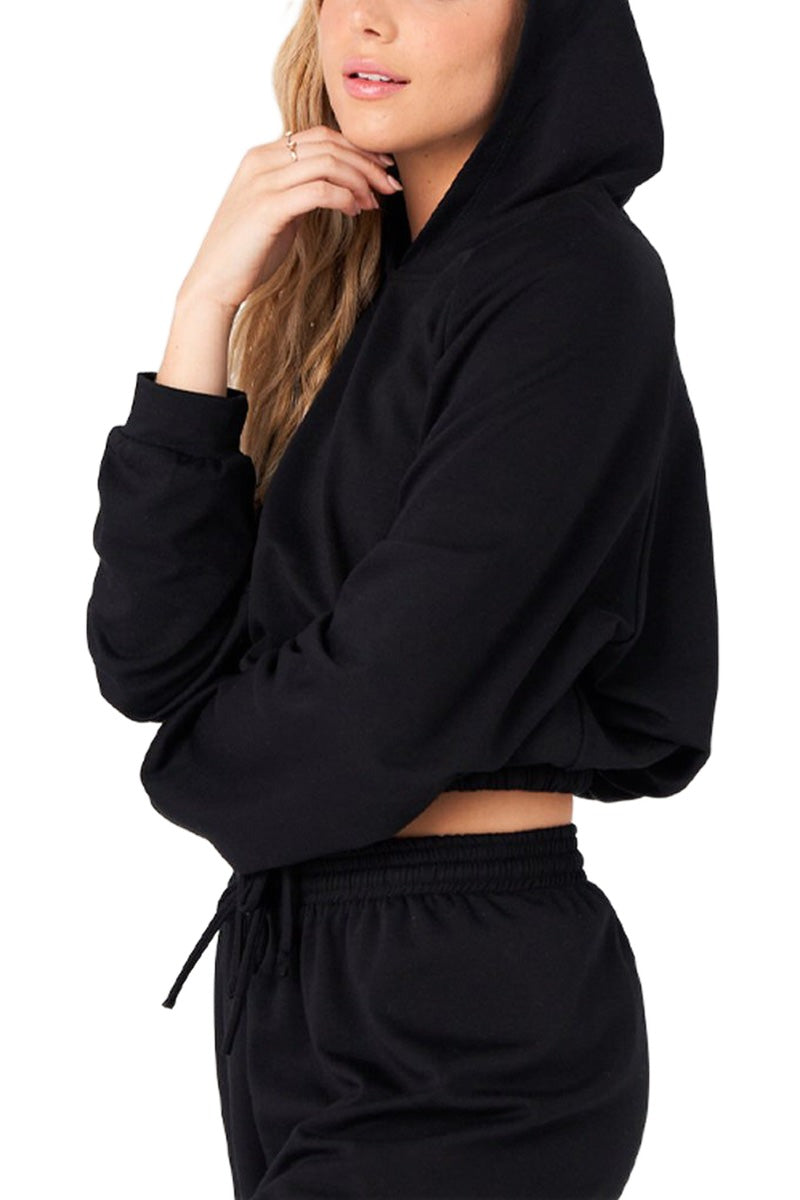 Onzie Flow Cinch Crop Hoodie 3816 - Black - Side View