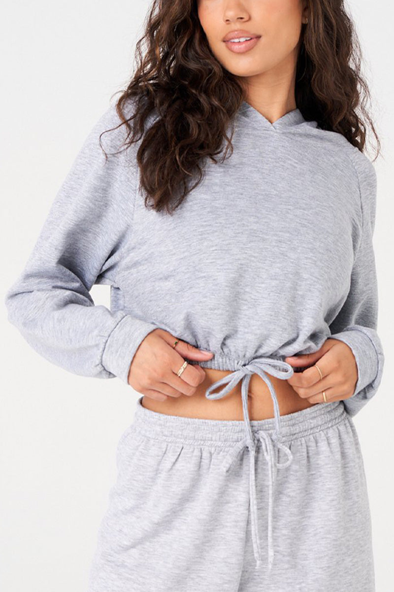 Onzie Flow Cinch Crop Hoodie 3816 - Heather Grey