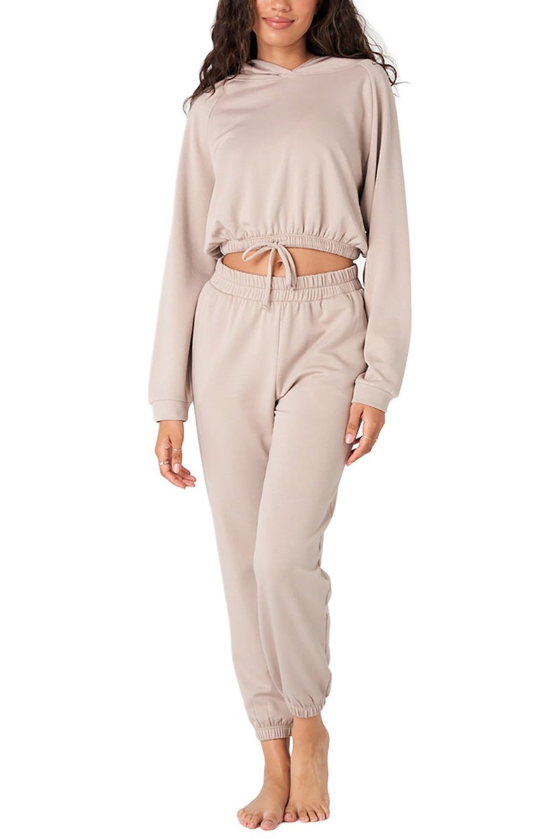 Onzie Flow Cinch Crop Hoodie 3816 - Taupe
