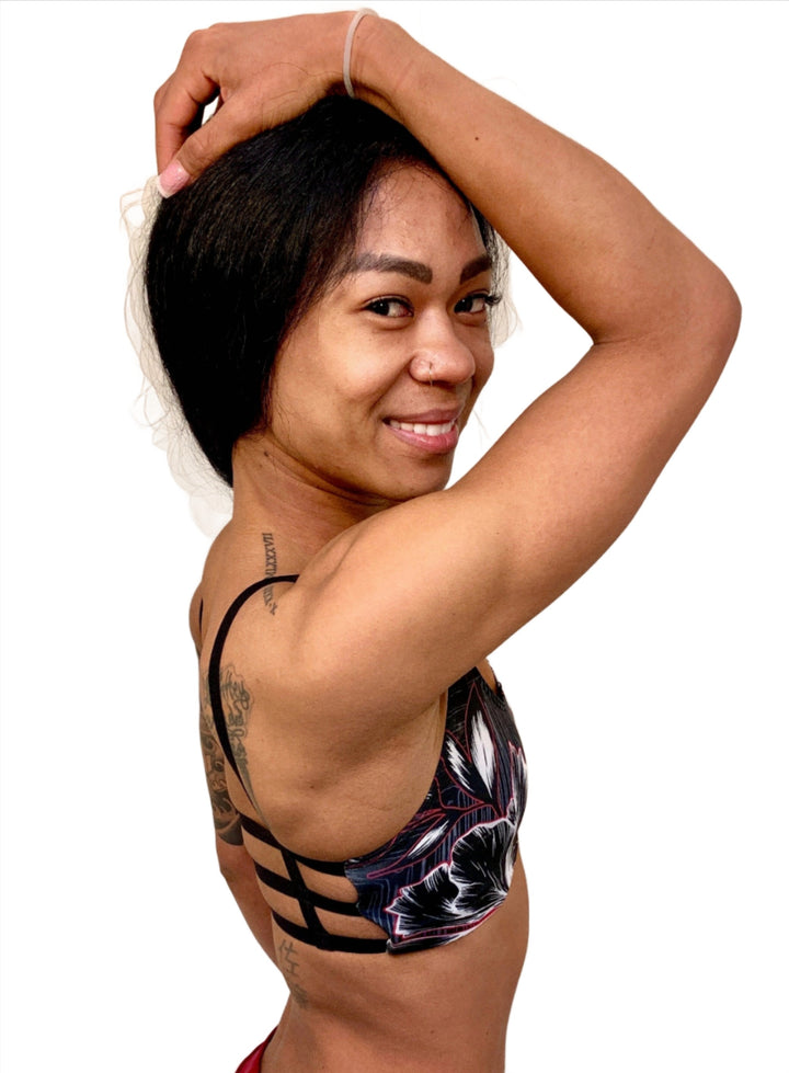 Onzie Graphic Elastic Back Bra 382 - Wild Flower - Side View