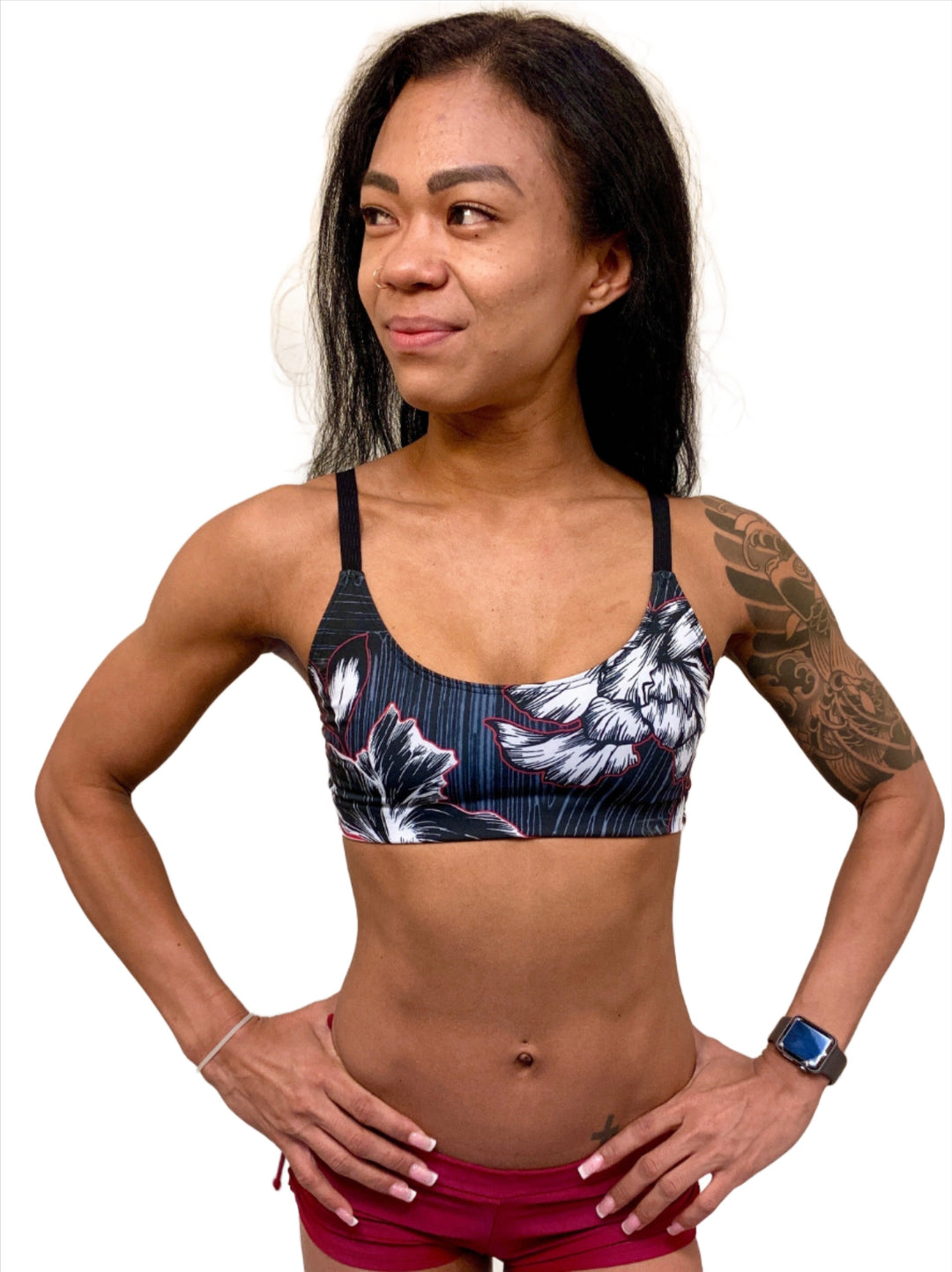 Onzie Graphic Elastic Back Bra 382 - Wild Flower - Front View