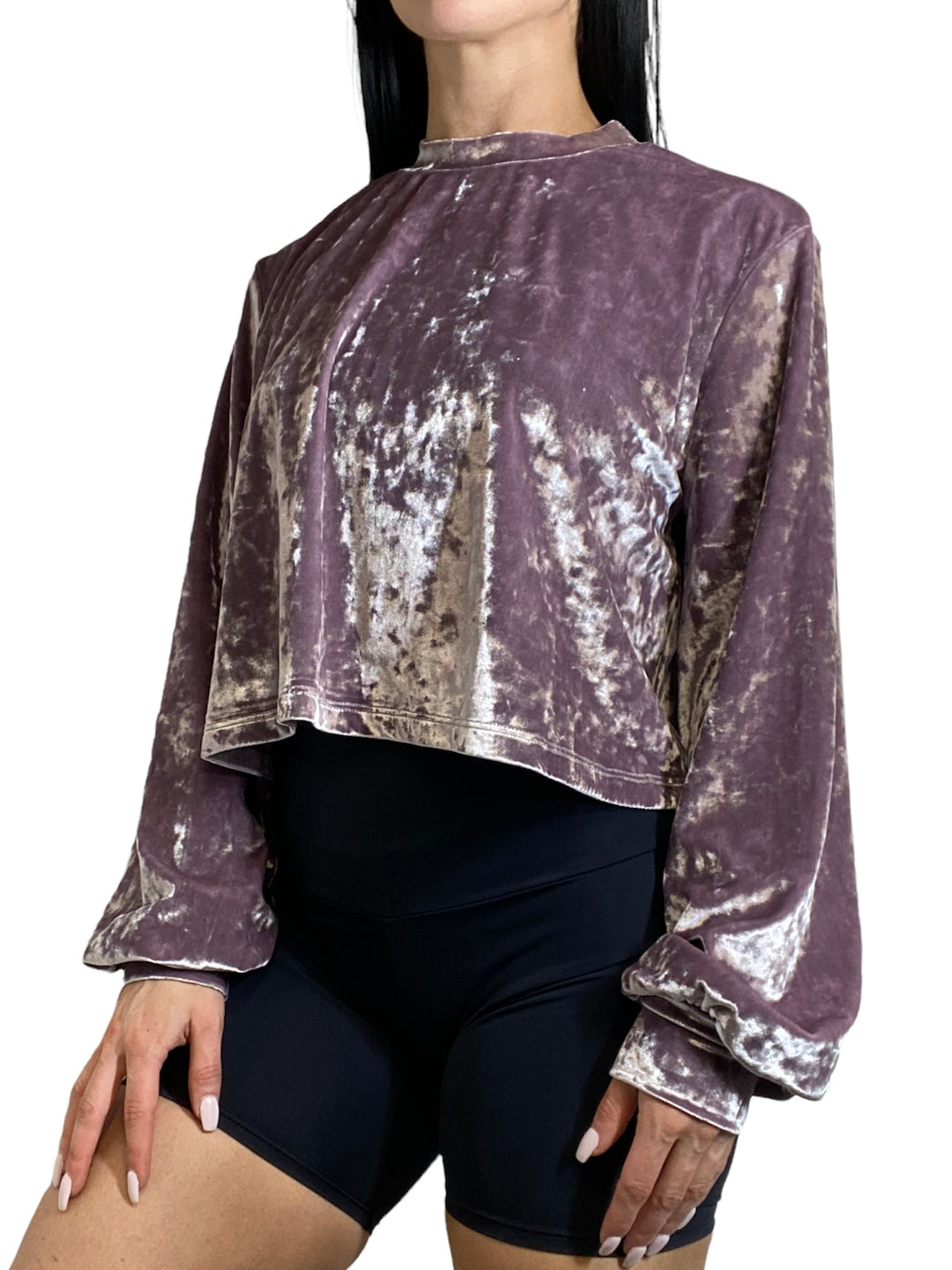 Onzie Velvet Crop Top 3823 - Mist Velvet - Front View