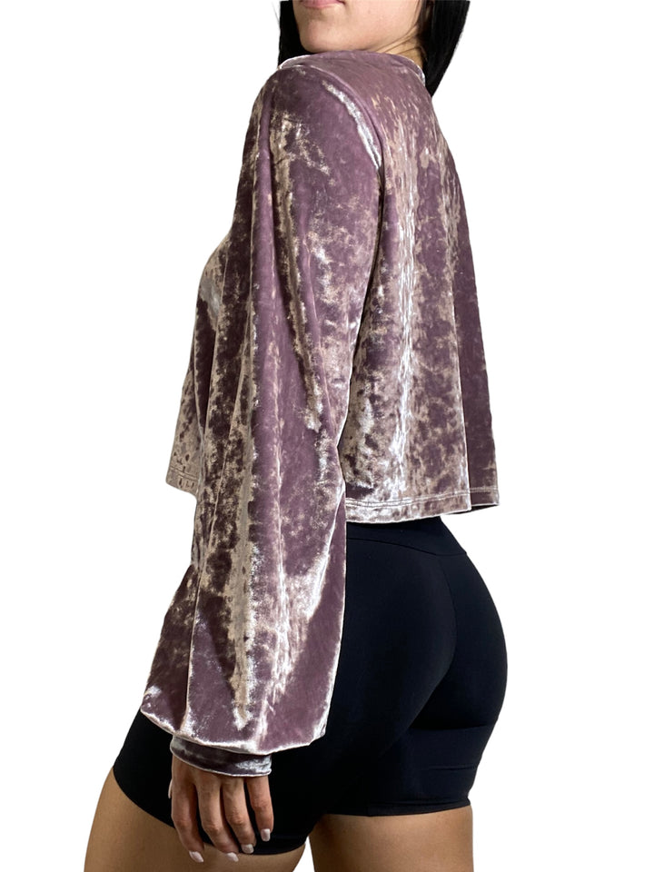 Onzie Velvet Crop Top 3823 - Mist Velvet - Side View