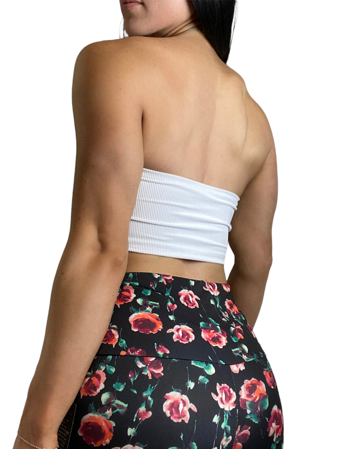 Onzie Yoga Ribbed Bandeau 3839 - White Rib - Rear View