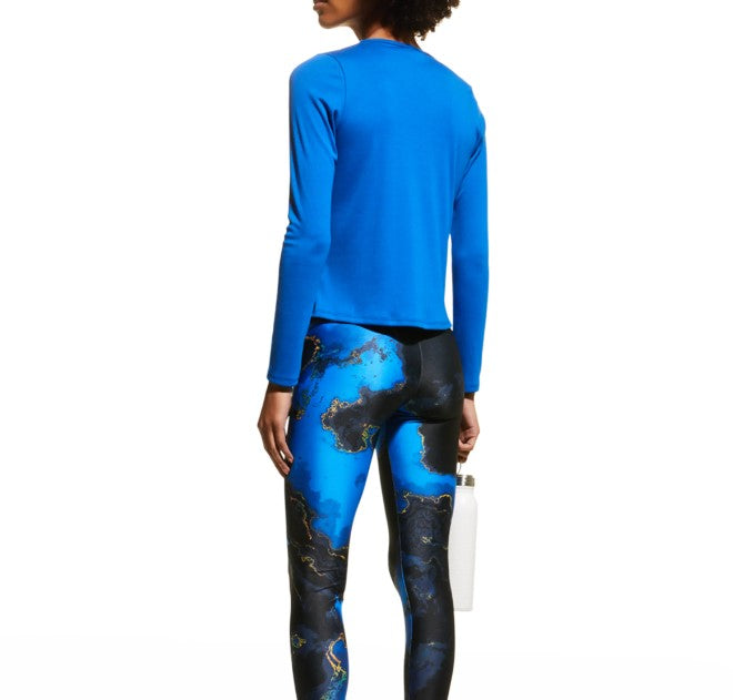 Onzie Flow Pilates Long Sleeve Top - Lapis Blue - Back Side View
