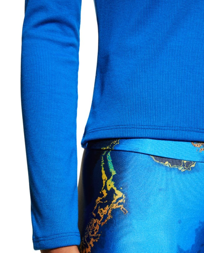 Onzie Flow Pilates Long Sleeve Top - Lapis Blue - Rear View