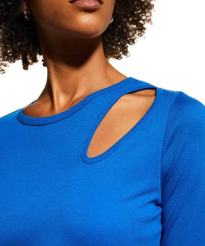 Onzie Flow Pilates Long Sleeve Top - Lapis Blue - Front Rear View