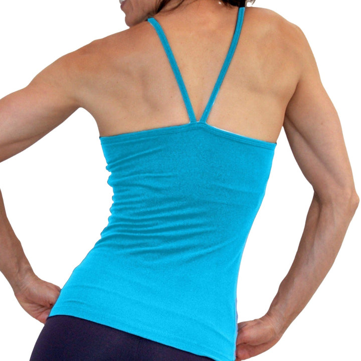 One Step Ahead V Neck Cami Long Top 20184 - Turquoise - rear view