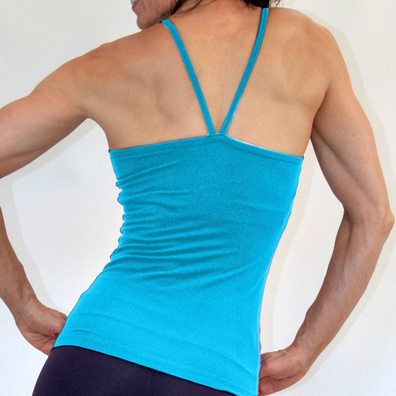 One Step Ahead V Neck Cami Long Top 20184 - Turquoise - rear view
