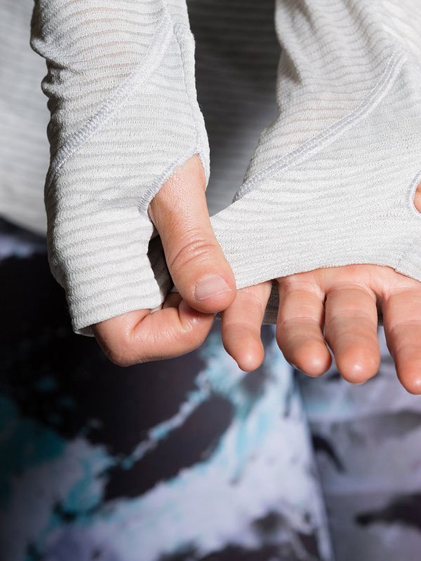 Onzie Hot Yoga Wave Long Sleeve Top 385 - Grey - close view