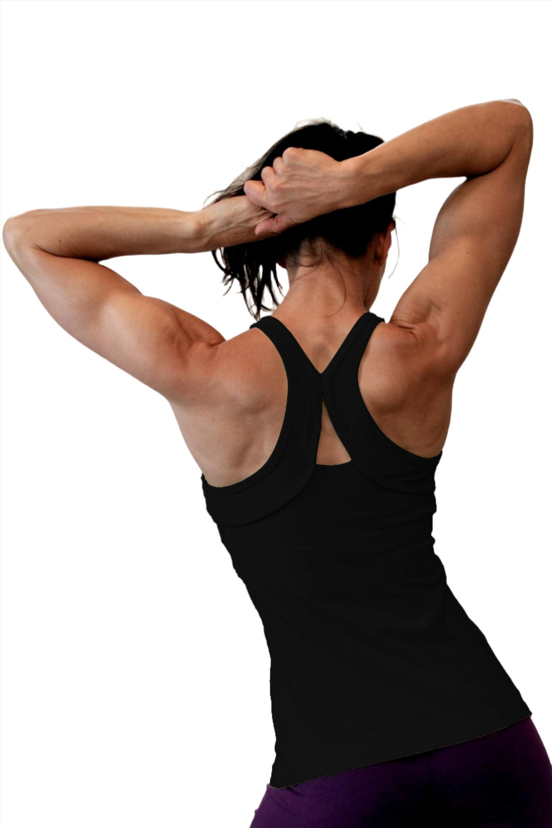 One Step Ahead Brushed Supplex Axis Long Top - Black - Back View