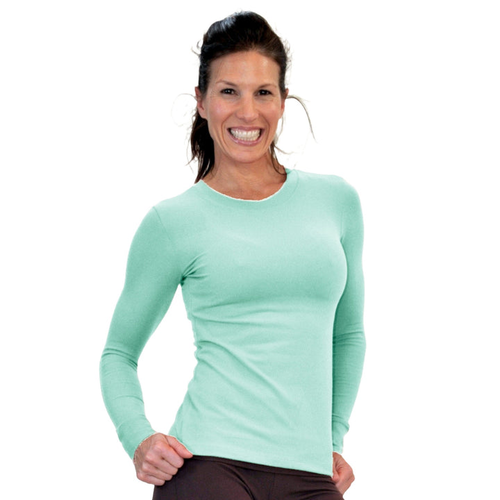 One Step Ahead Crew Neck Long Sleeve Top 2010 - Cyan Blue  - front view