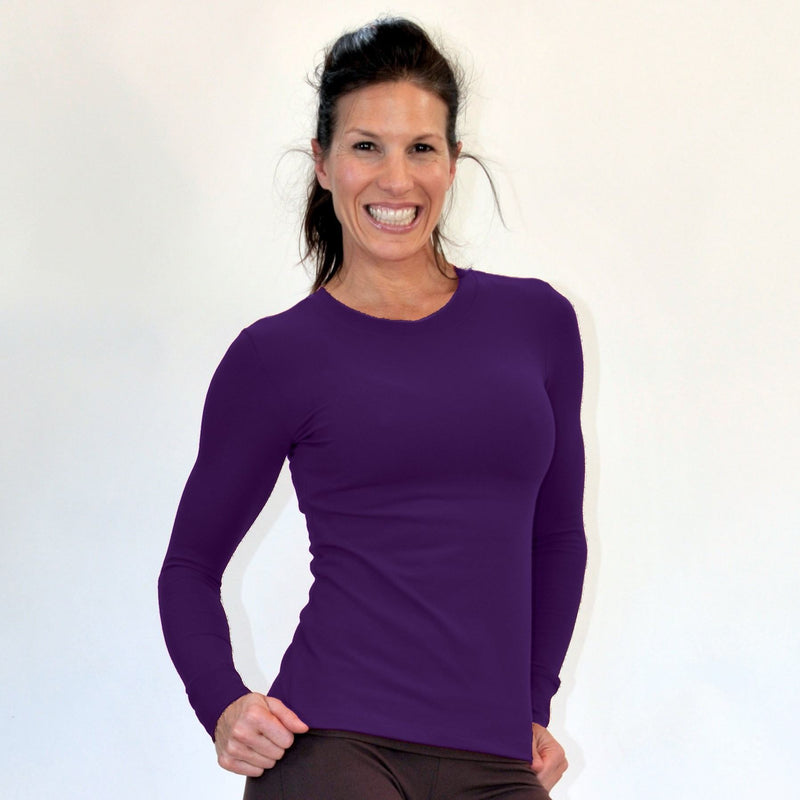 One Step Ahead Crew Neck Long Sleeve Top 2010 - Eggplant - front view