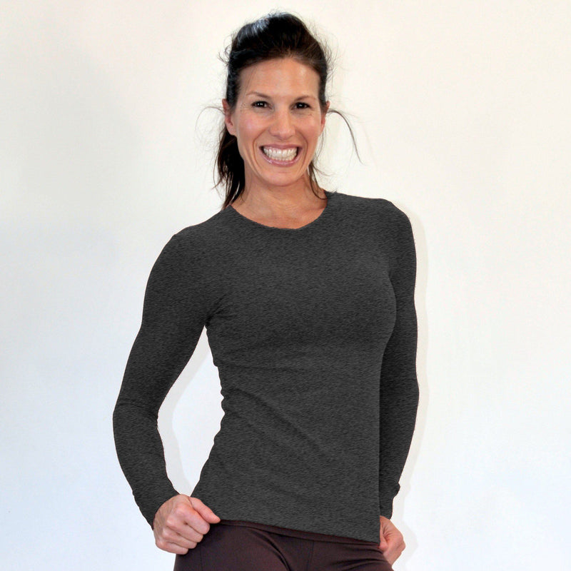 One Step Ahead Crew Neck Long Sleeve Top 2010 - Heather Charcoal - front view