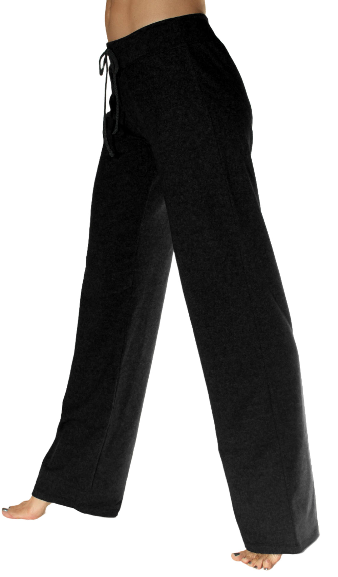 One Step Ahead Loose Drawstring Pant 248  - Black  - side view