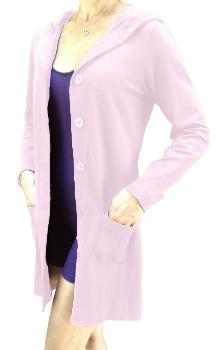 One Step Ahead Long Hooded Jacket 2629 - Pale Pink  - front view